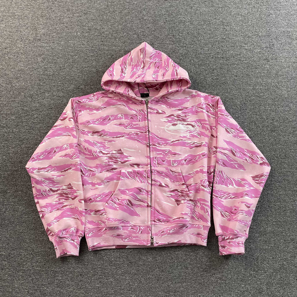 CORTEIZ ISLAND PUFF PRINT ZIP-UP JACKET PINK TIGER CAMO