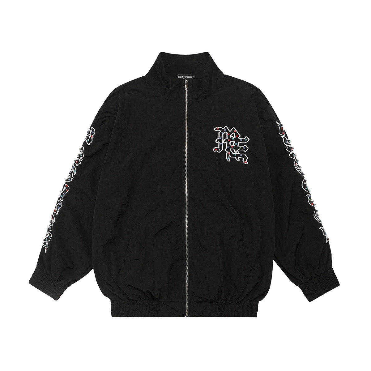 MIXED EMOTION RHINESTONE ZIP-UP