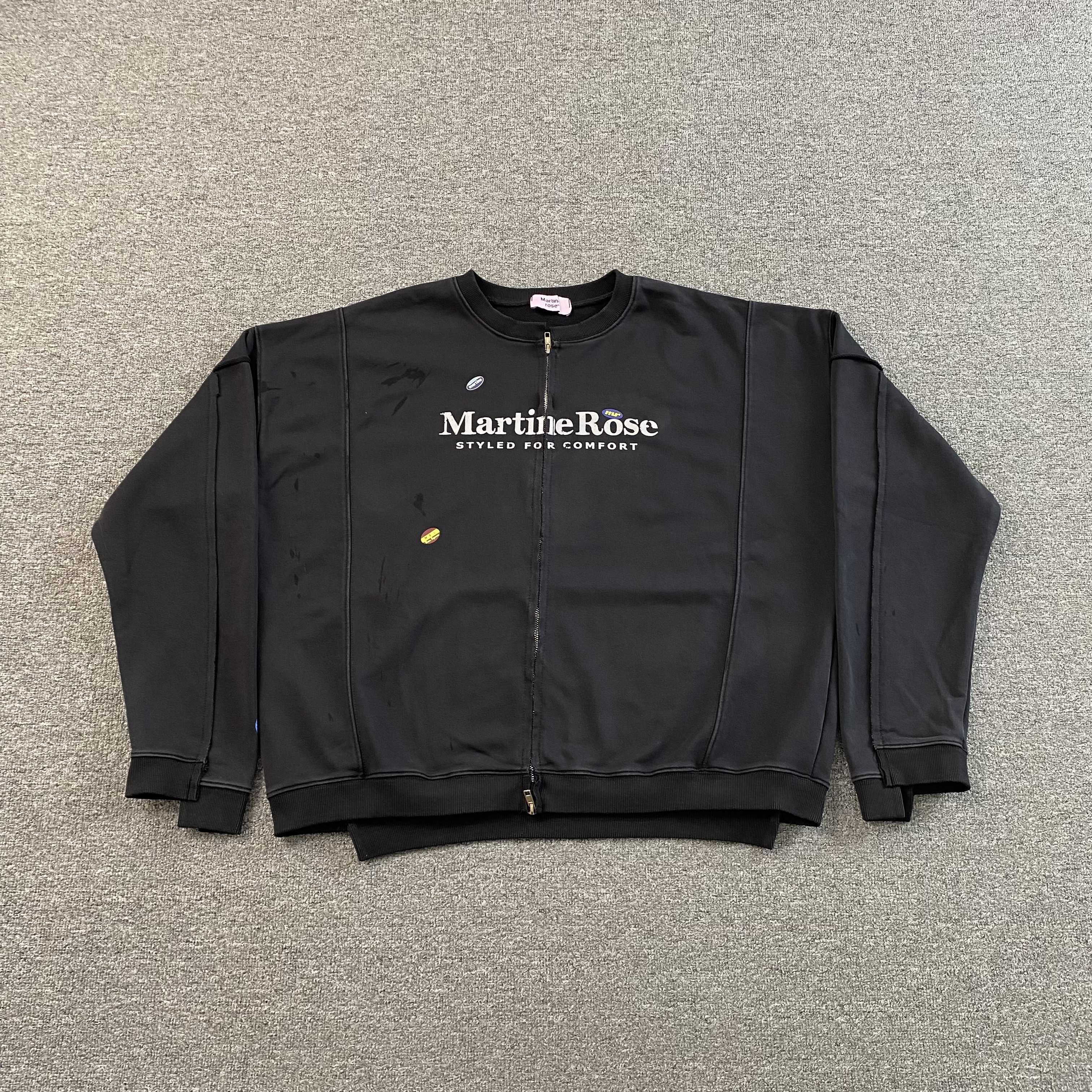 MARTIN ROSE DISTRESSED LOGO ZIP UP