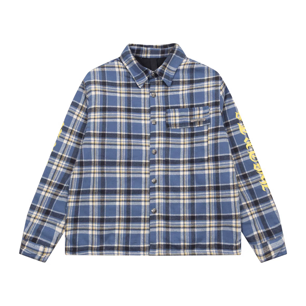 chrome hearts plaid flannel shirt