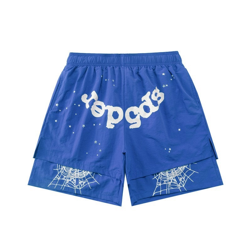 SP5DER OG WEB DOUBLE-LAYERED SWEAT SHORTS