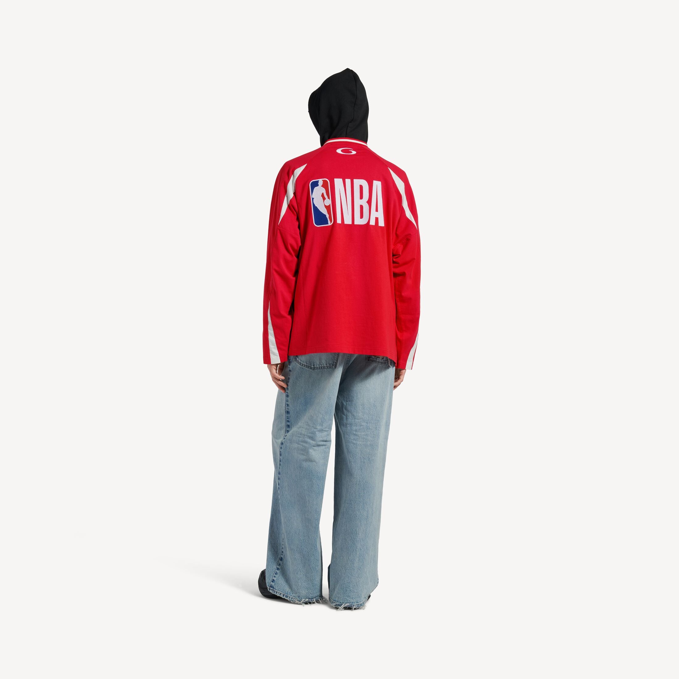 BALENCI X NBA COLLABORATION OVERSIZED LONG SLEEVE T-SHIRT IN BLACK/MULTICOLOR