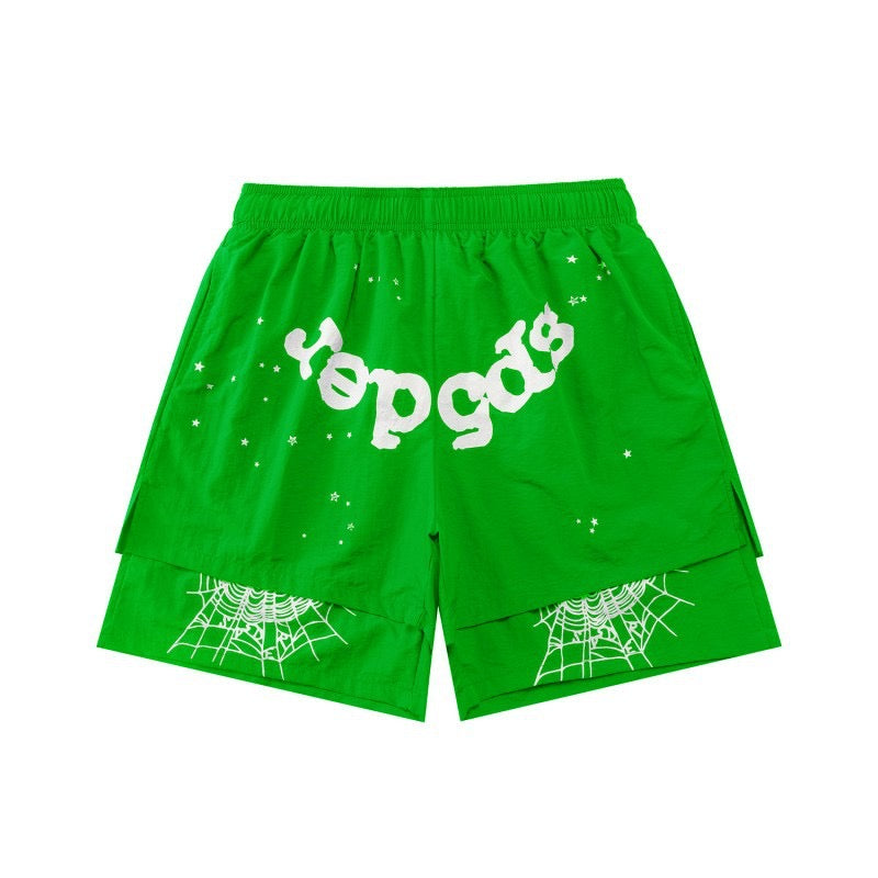 SP5DER OG WEB DOUBLE-LAYERED SWEAT SHORTS