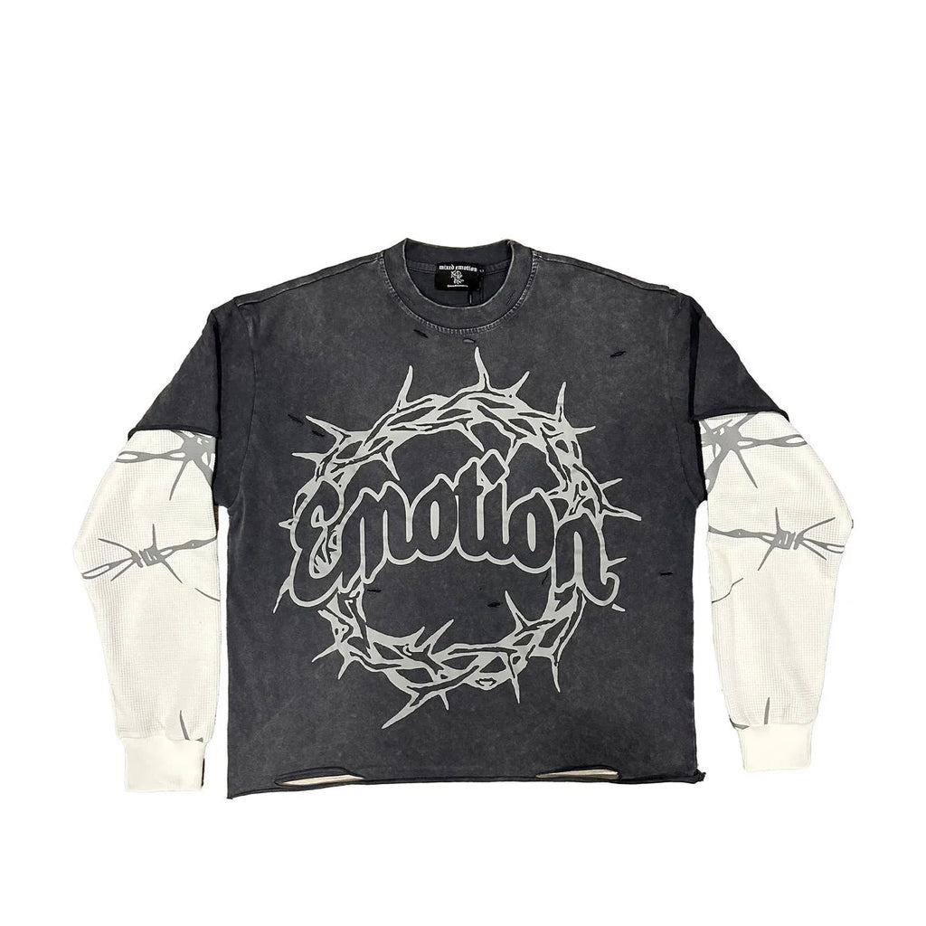 mixed emotions barbed wire 2-layer t shirt