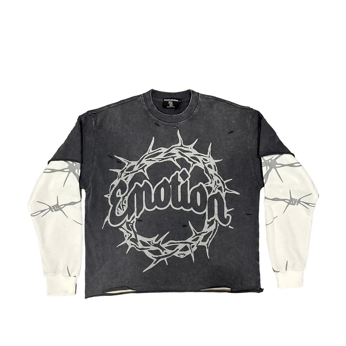 mixed emotions barbed wire 2-layer t shirt