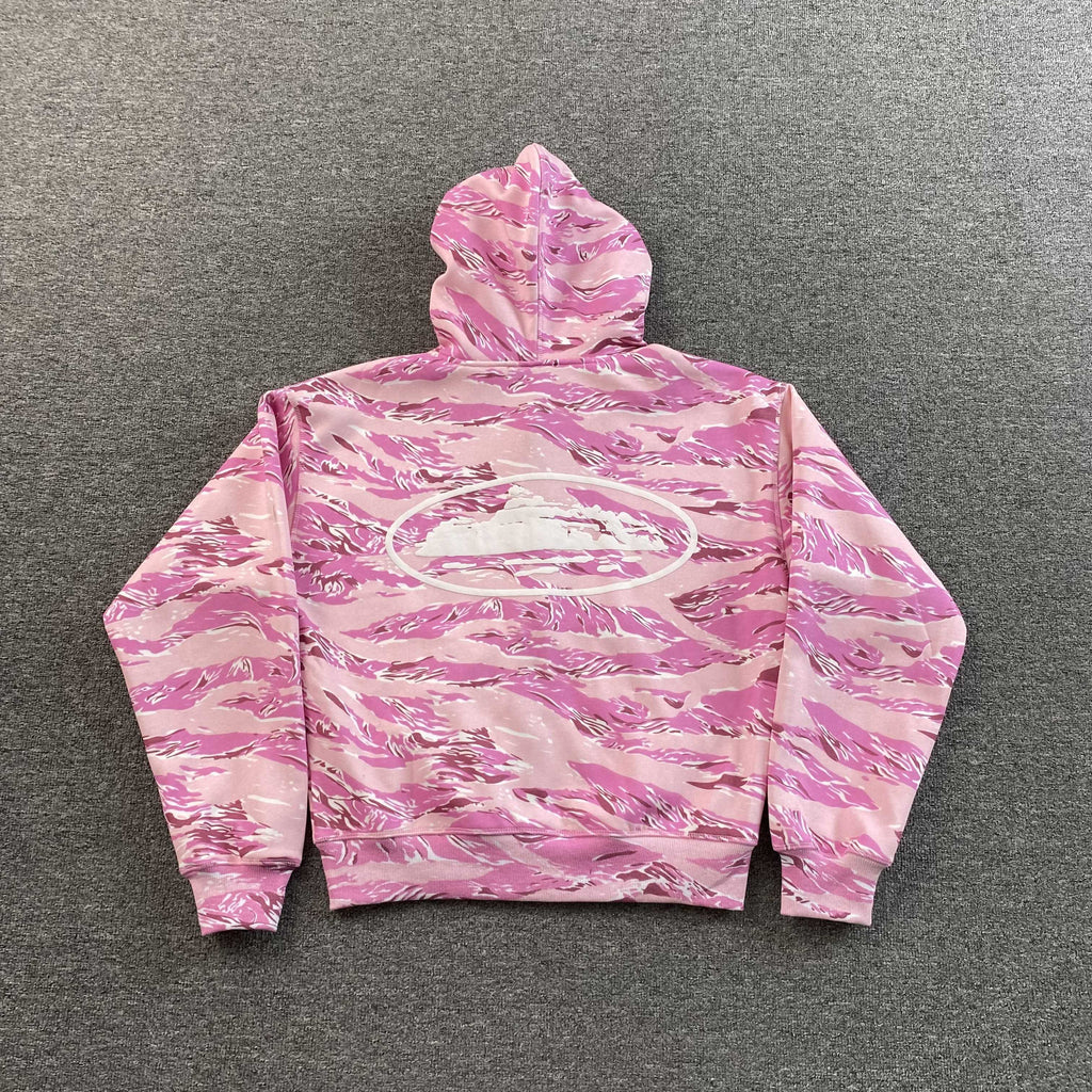 CORTEIZ ISLAND PUFF PRINT ZIP-UP JACKET PINK TIGER CAMO