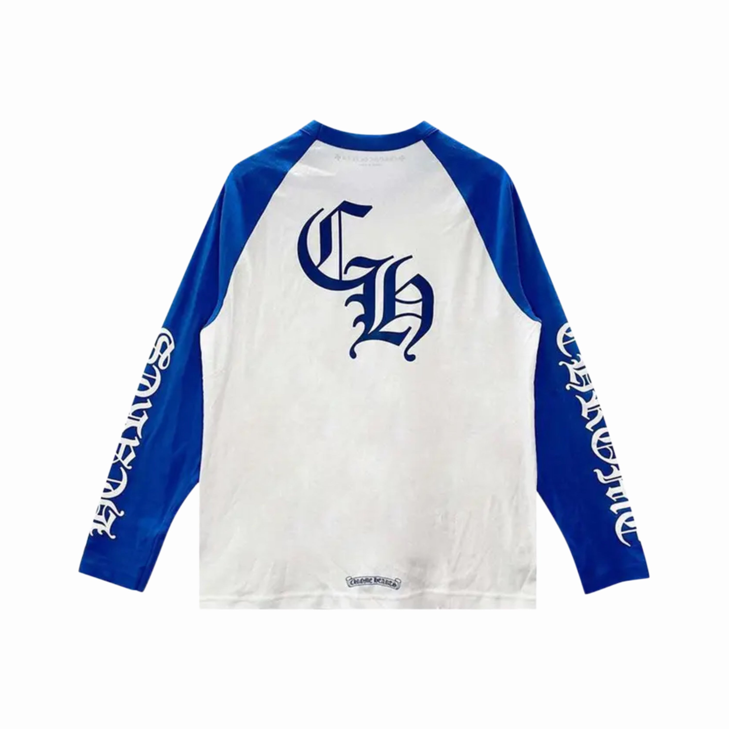 Chrome Hearts Long-Sleeve Horseshoe Baseball Tee 'White/Blue'