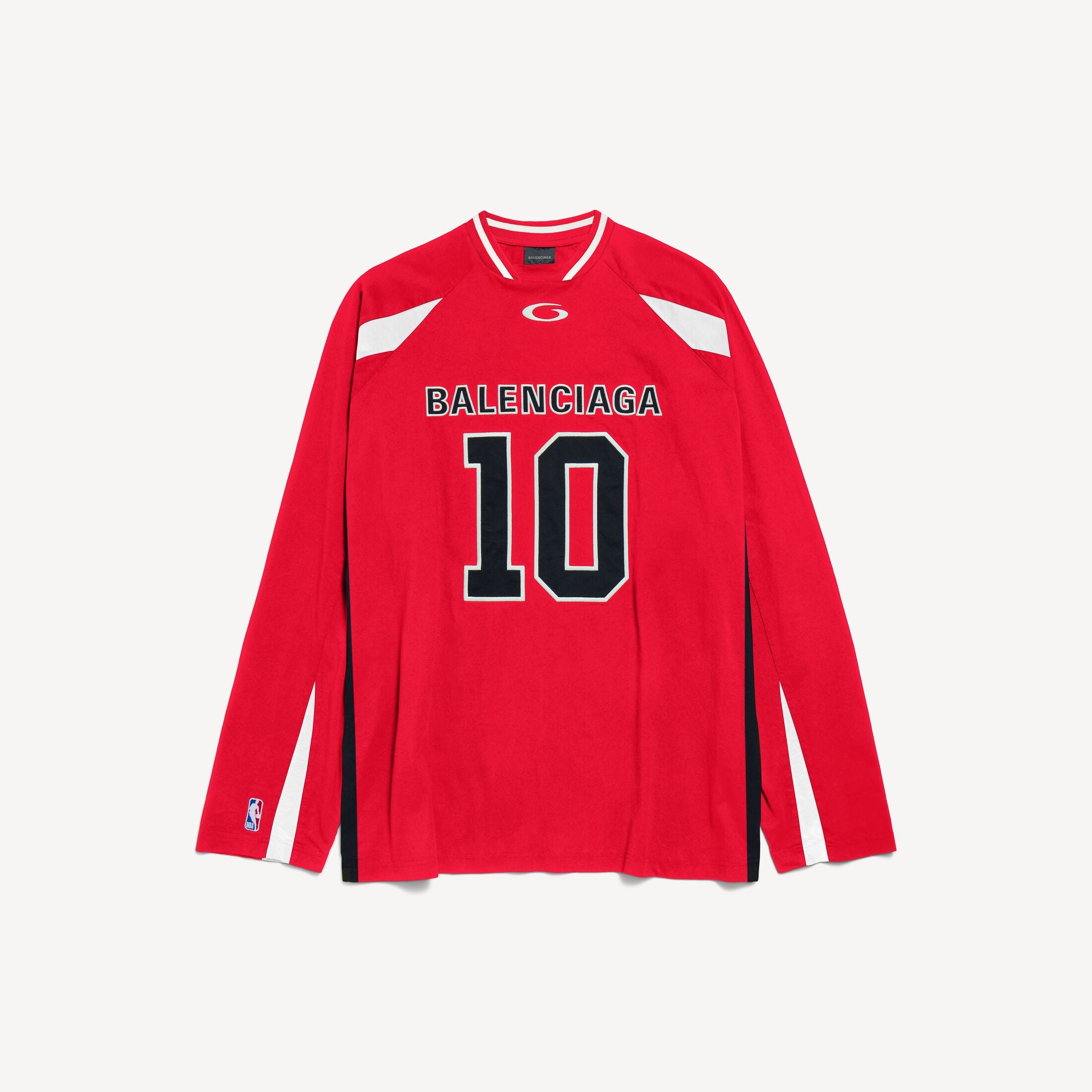 BALENCI X NBA COLLABORATION OVERSIZED LONG SLEEVE T-SHIRT IN BLACK/MULTICOLOR