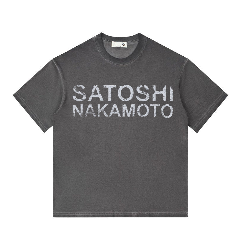 satoshi nakamoto stencil logo tee
