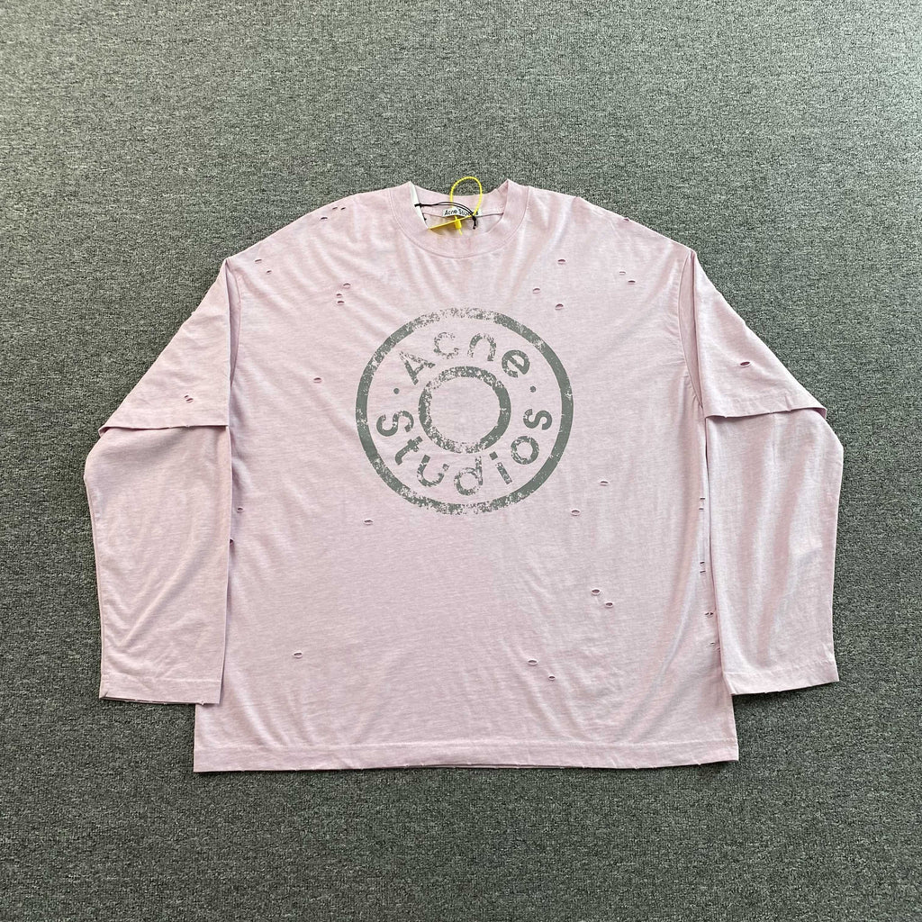 ACNE STUDIOS LAYERED LOGO T SHIRT PINK