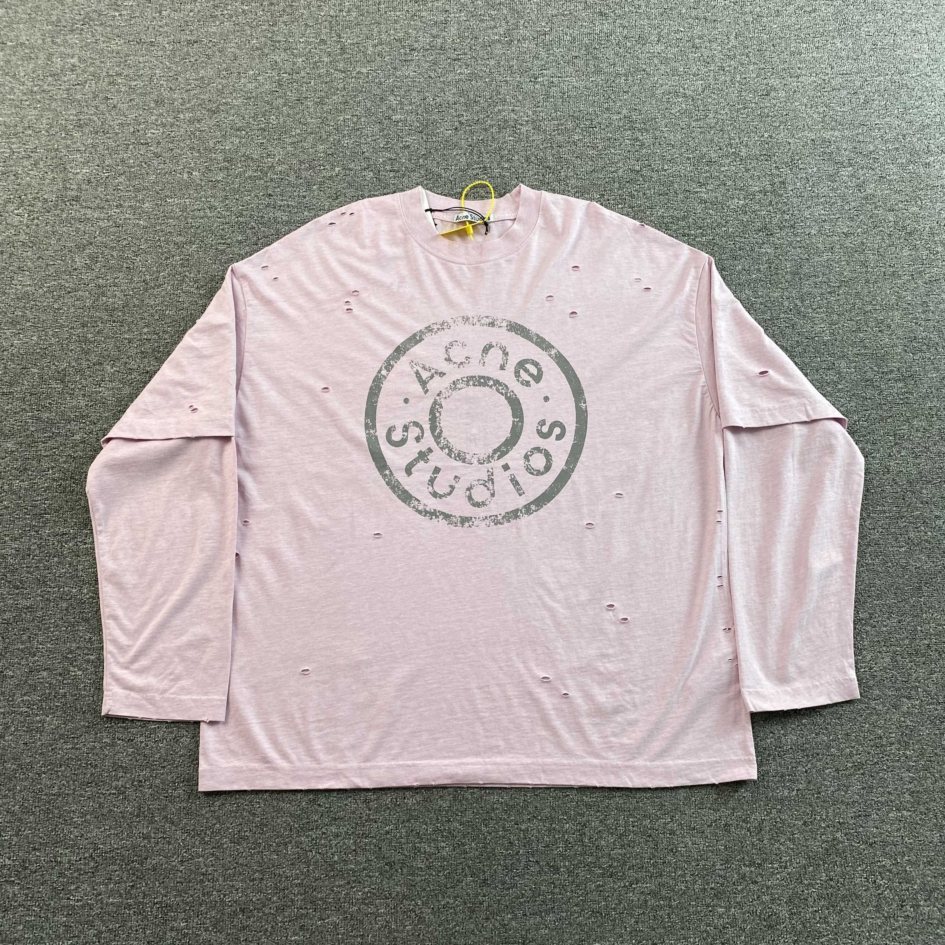 ACNE STUDIOS LAYERED LOGO T SHIRT PINK