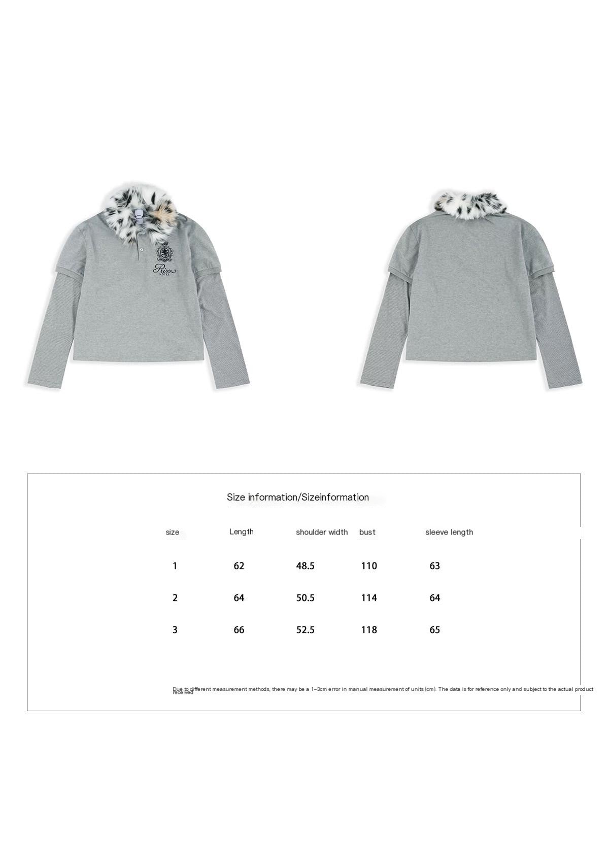 Protocol Index Fur Collar Long-Sleeve Polo T-Shirt