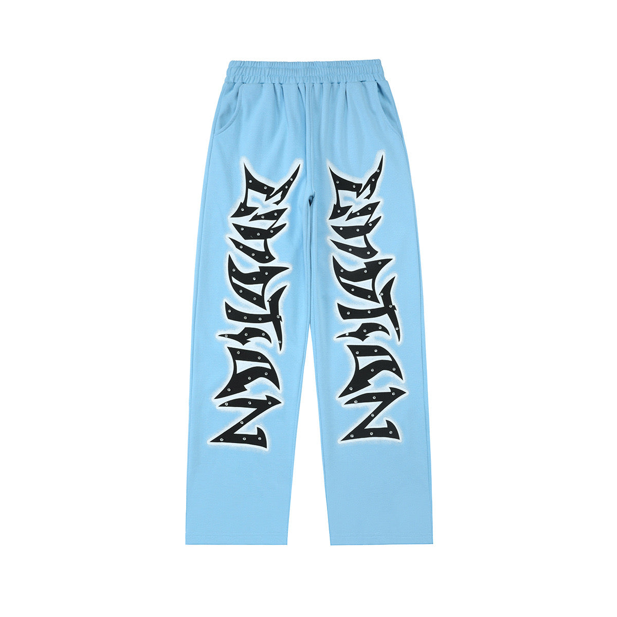 mixed emotions graffiti rhinestone sweatpants