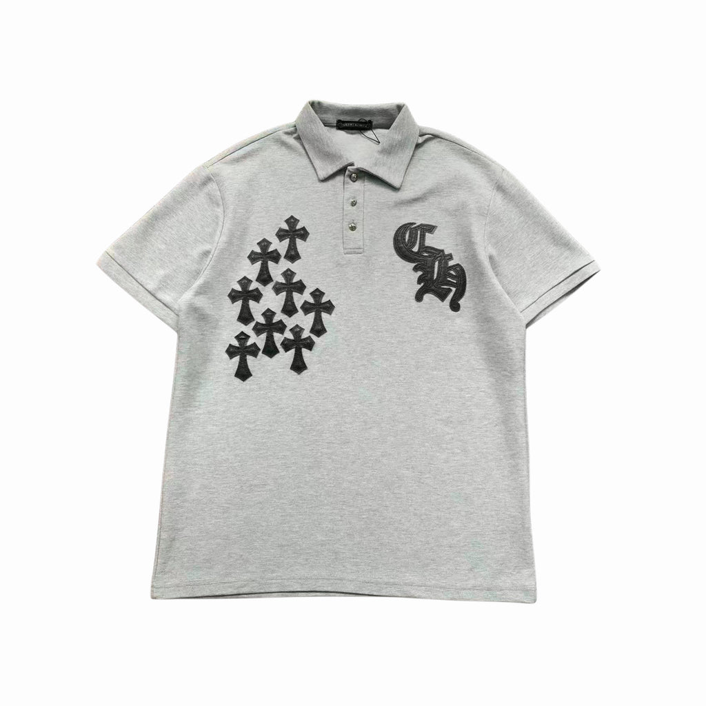 CHROME HEARTS CROSS PATCH POLO T SHIRT