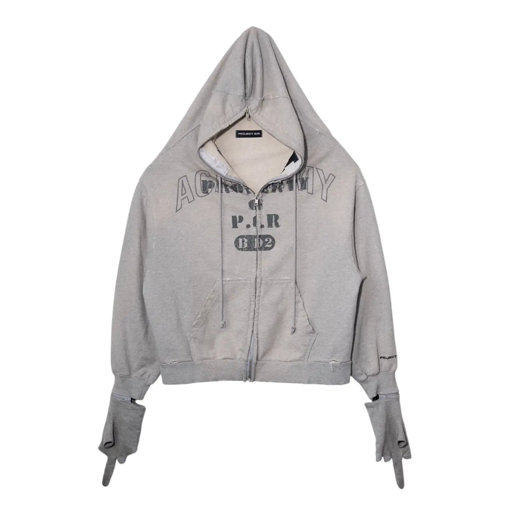 Project G/R Zygon Zip Up Hooded Sweatshirt Grey