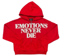Mixed Emotions Emotions Never Die Rhinestone Hoodie Zip-Up Red