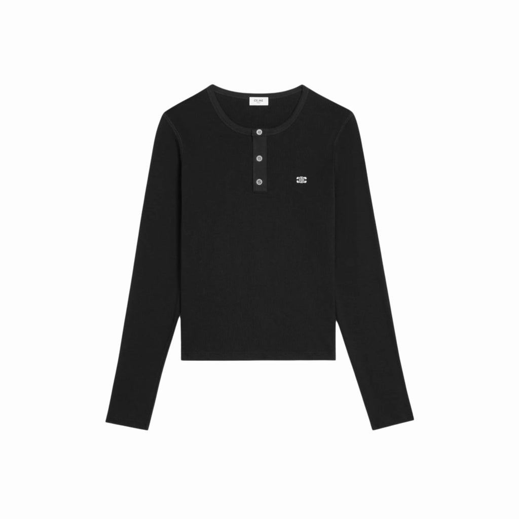 CELINE LOGO HENLEY T-SHIRT