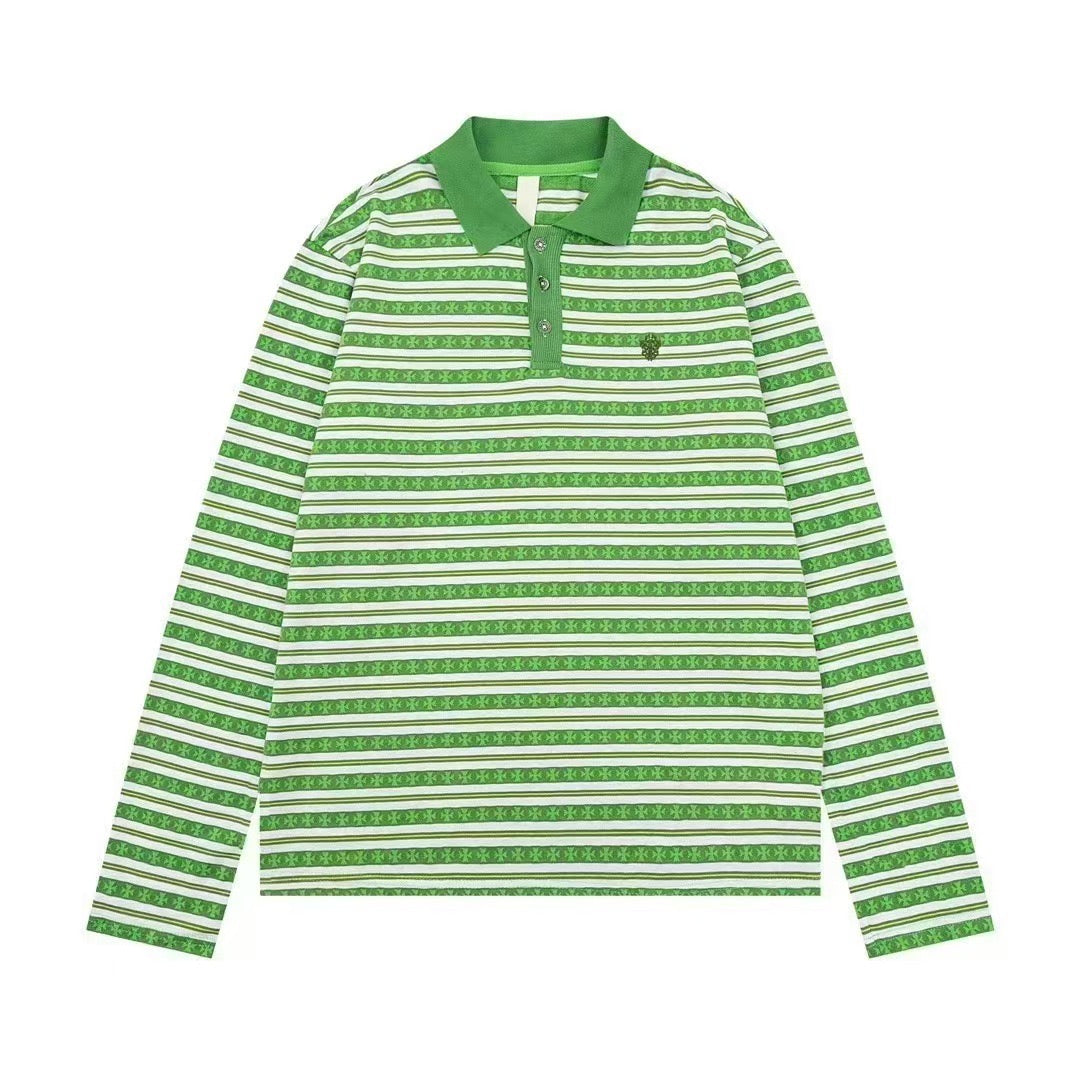 CHROME HEARTS STRIPED POLO T-SHIRT