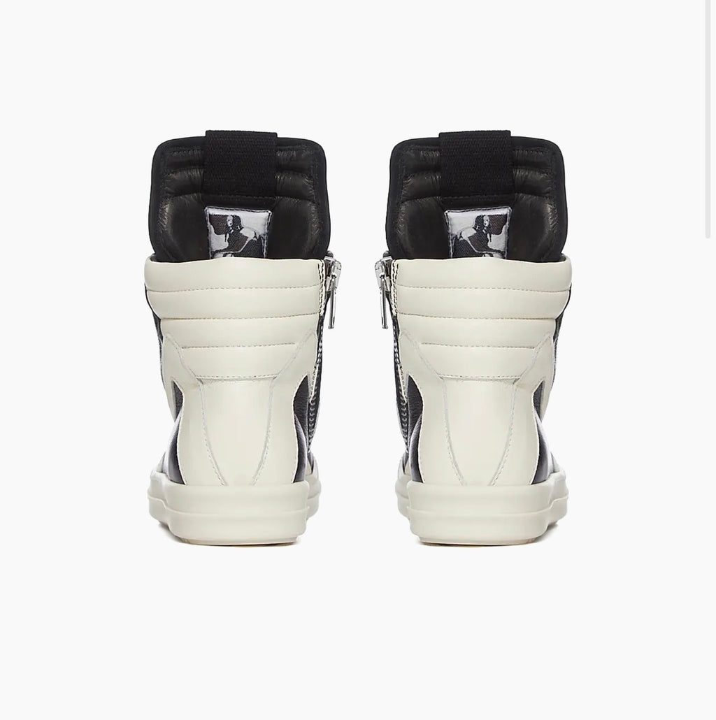 RICK OWENS MEGA BUMPER GEOBASKETS CLASSIC BLACK AND WHITE