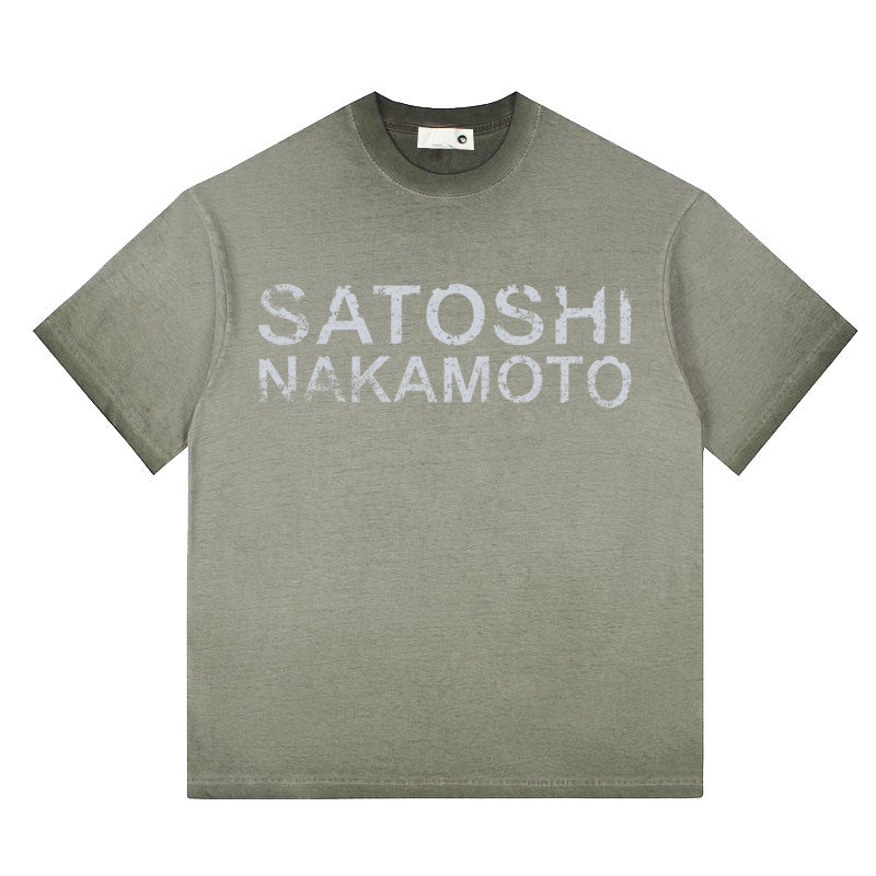 satoshi nakamoto stencil logo tee