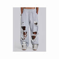 JADED LONDON DISTRESSED WIDE LEG GREY SWEATPANTS
