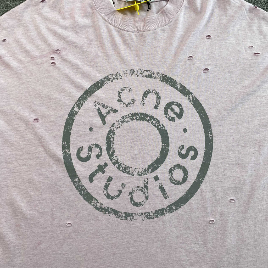 ACNE STUDIOS LAYERED LOGO T SHIRT PINK