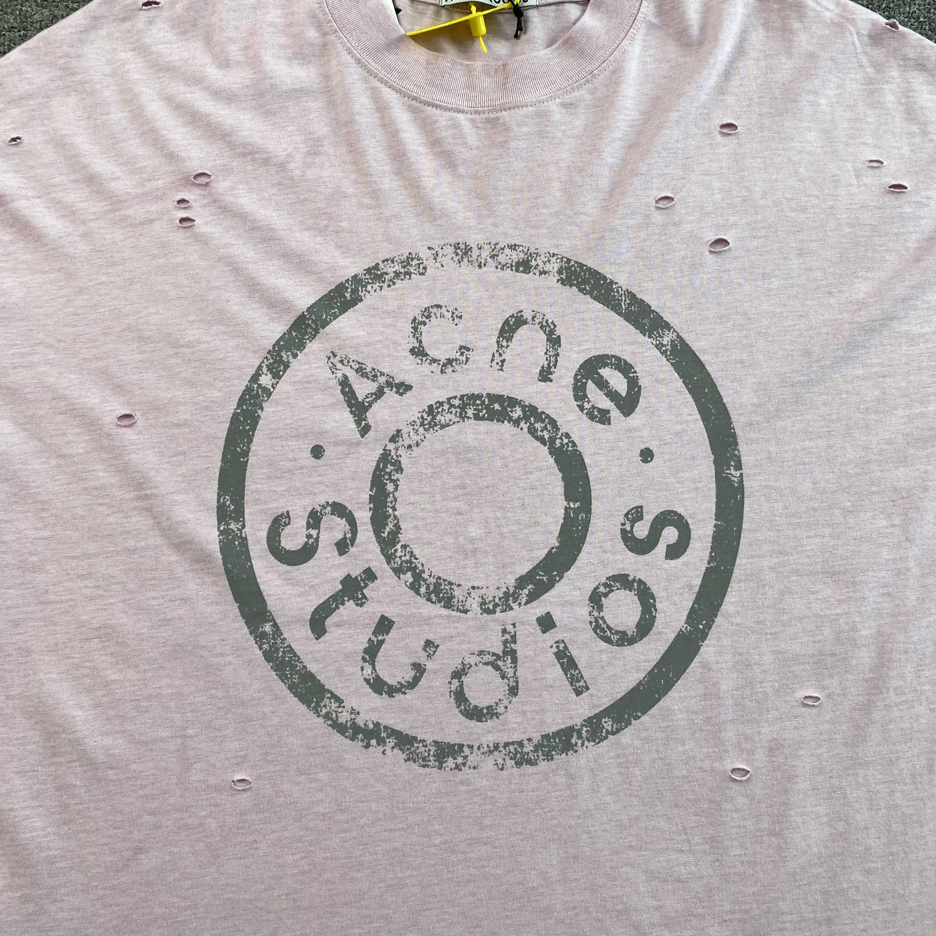ACNE STUDIOS LAYERED LOGO T SHIRT PINK