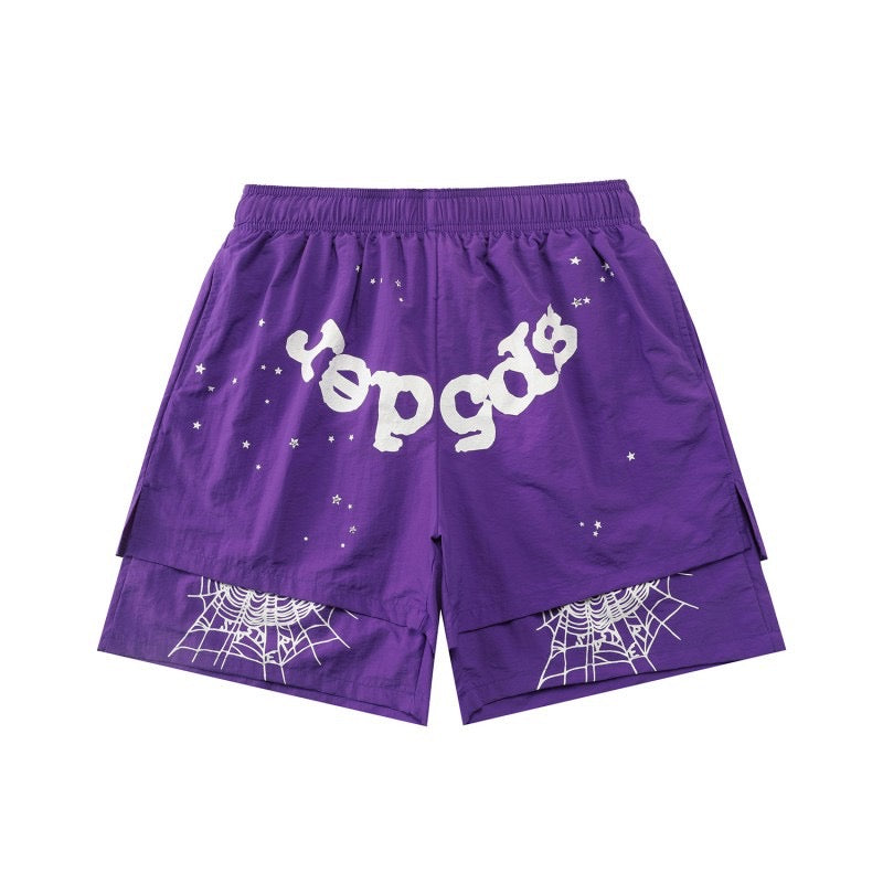 SP5DER OG WEB DOUBLE-LAYERED SWEAT SHORTS