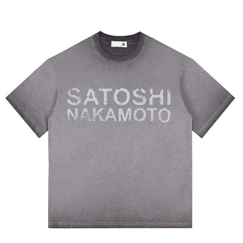 satoshi nakamoto stencil logo tee