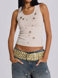 JADED LONDON EYELET STUDDED CUTOUT VEST TOP