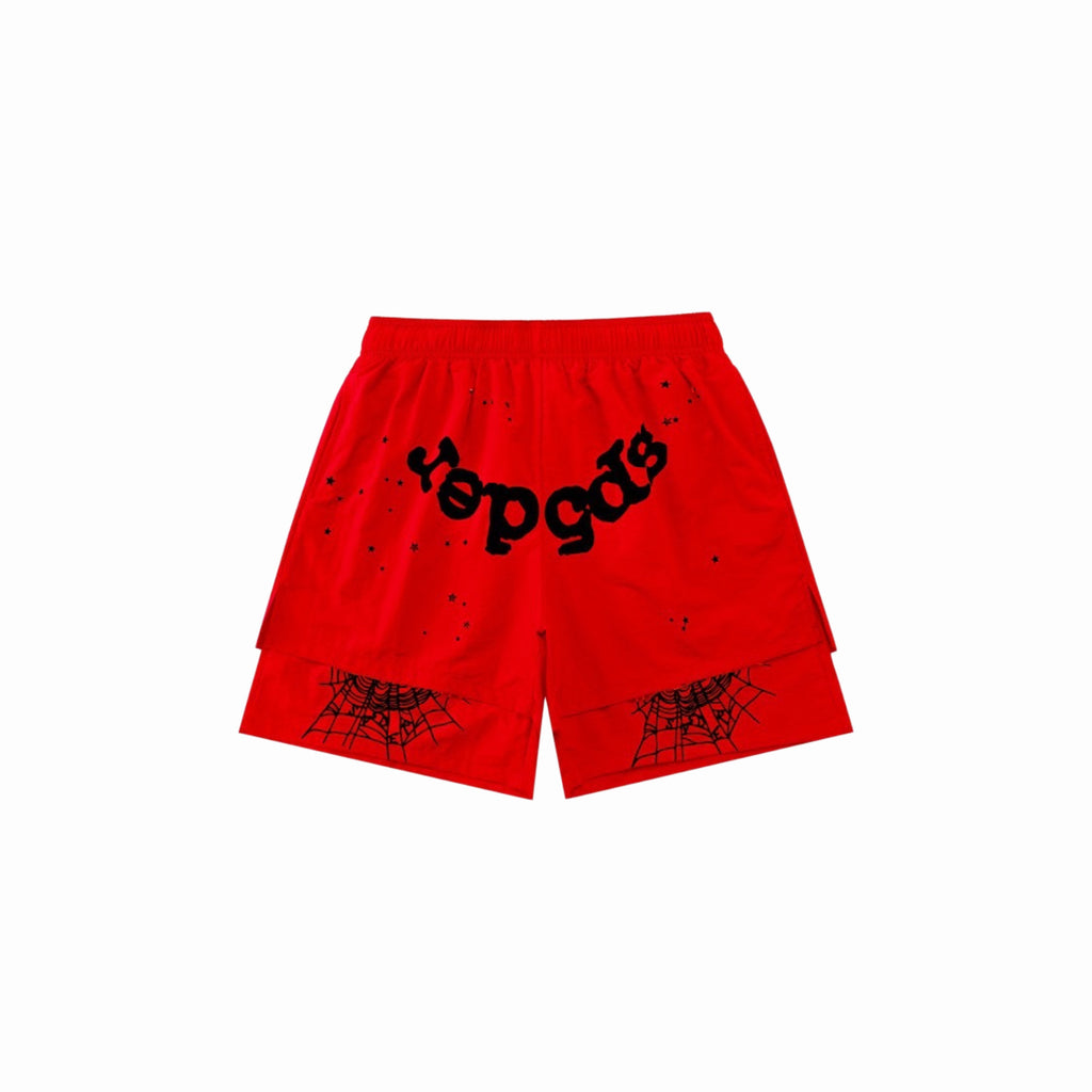 SP5DER OG WEB DOUBLE-LAYERED SWEAT SHORTS