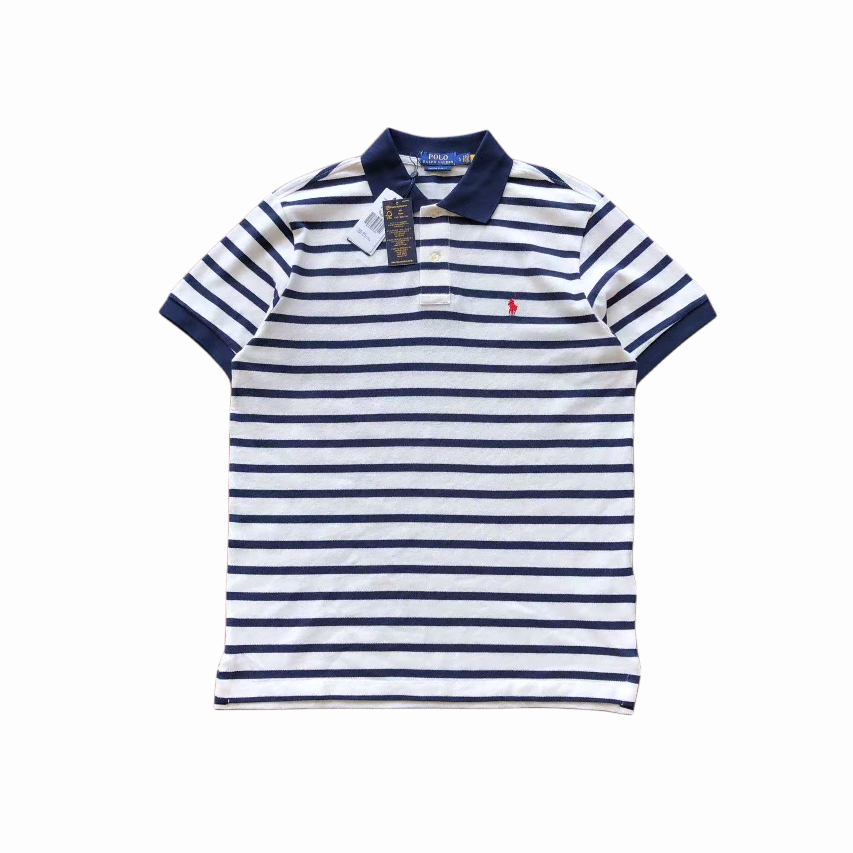 Ralph Lauren White Blue Striped Polo T-Shirt