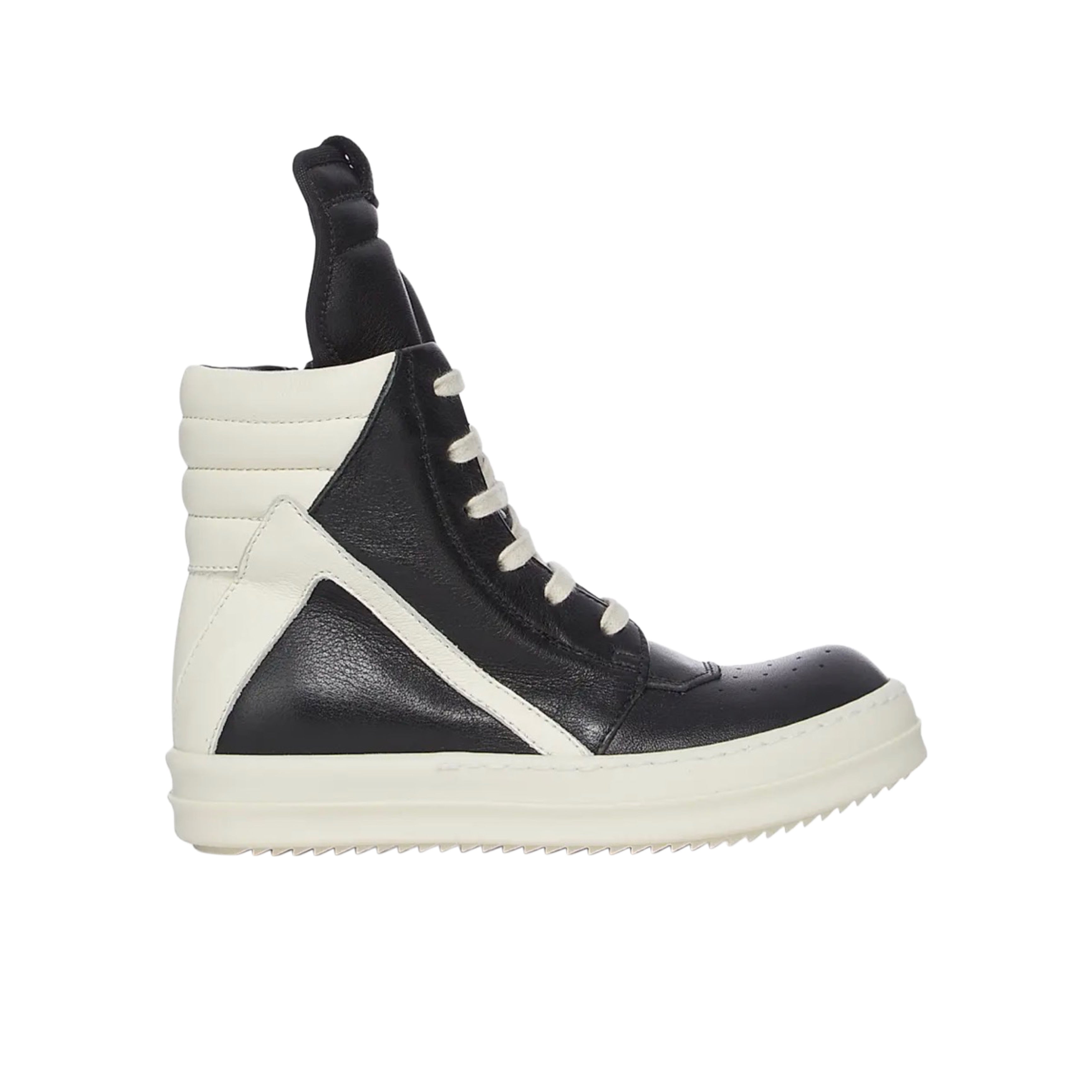RICK OWENS MEGA BUMPER GEOBASKETS CLASSIC BLACK AND WHITE
