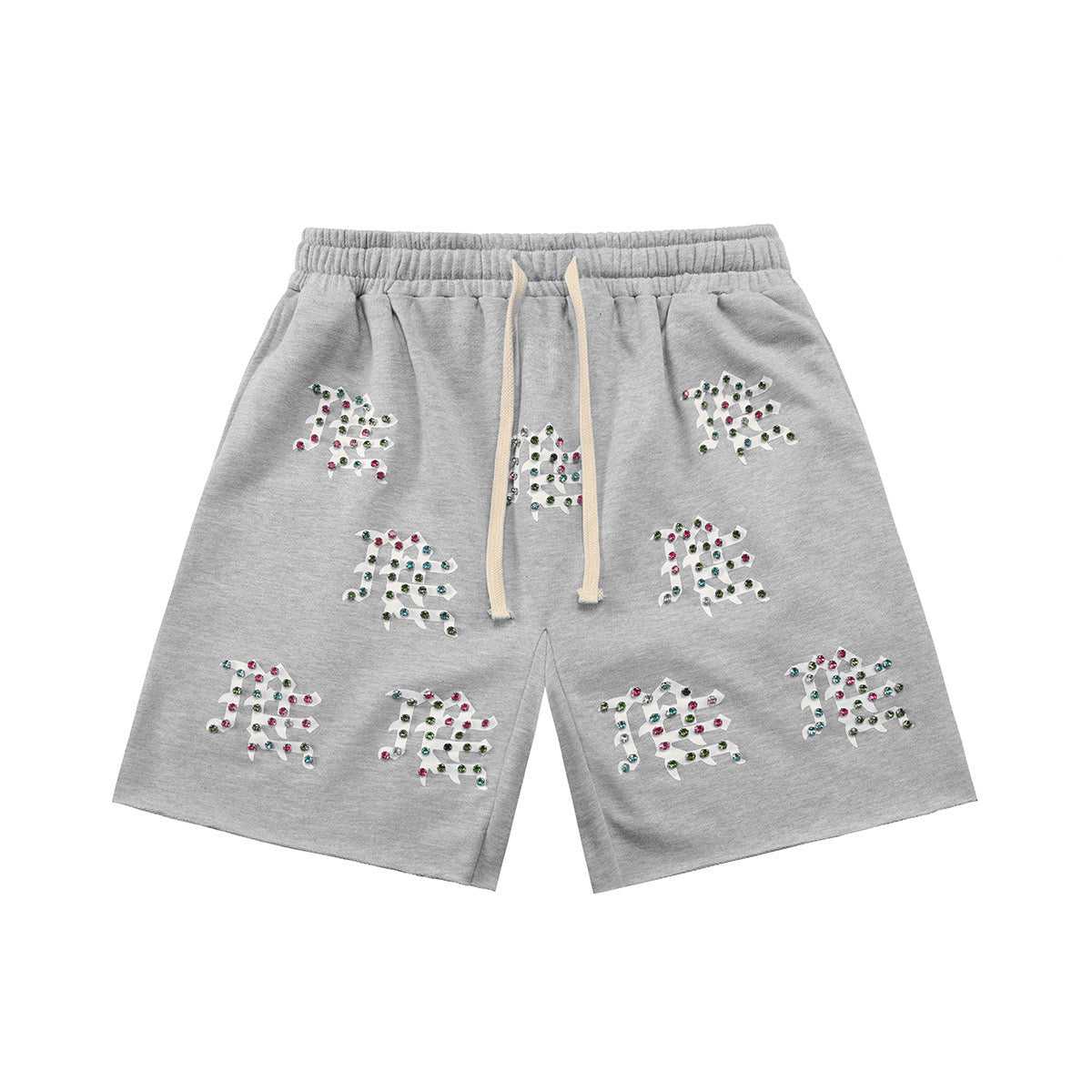 mixed emotions me logo rhinestone shorts