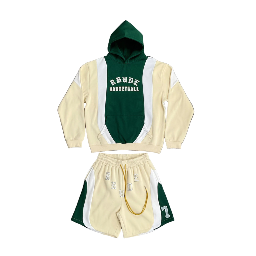 rhude spice leisure cotton hoodie & shorts