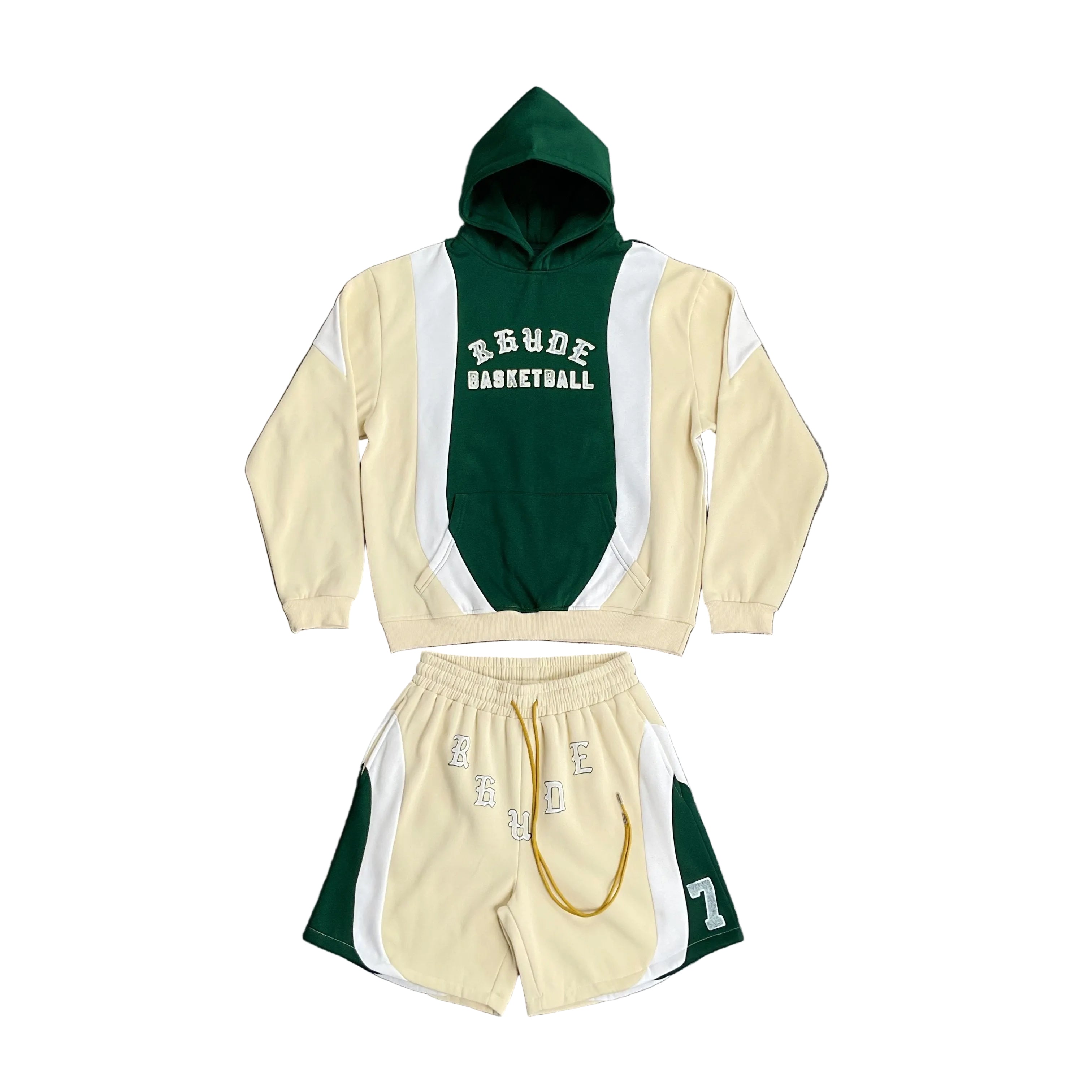 rhude spice leisure cotton hoodie & shorts